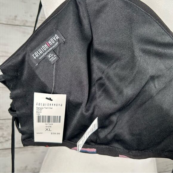 Fashion Nova Black Embroidered Bohemian Cropped Tie Wrapped Bustier NWT XL - Picture 9 of 9